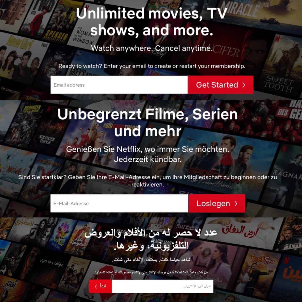 netflix multilingual website example