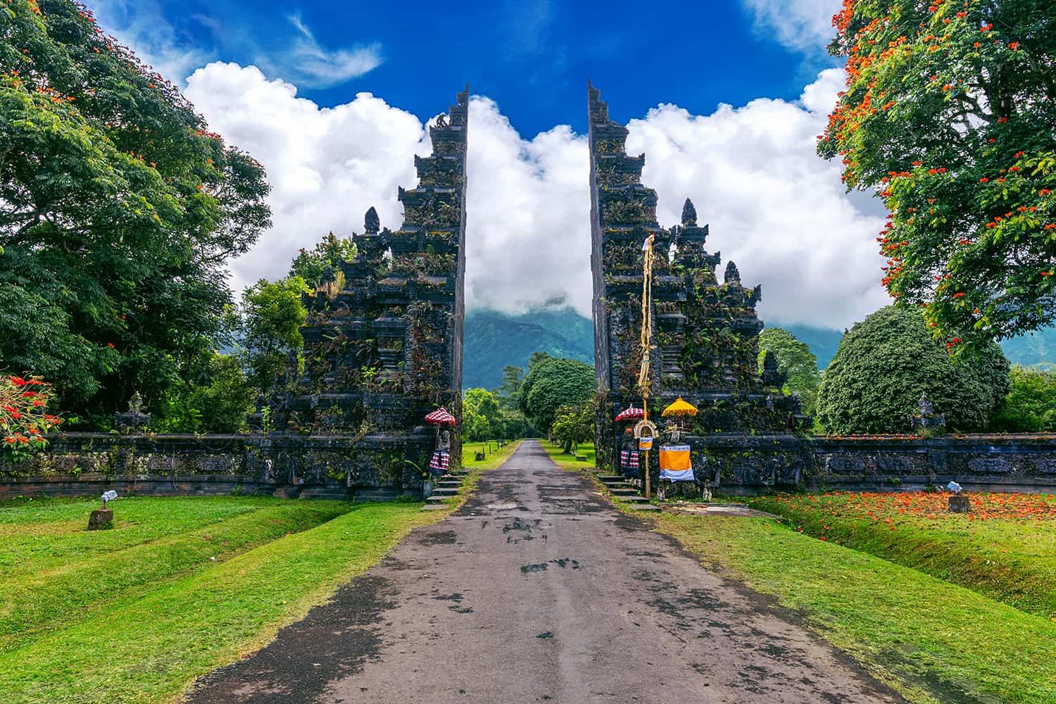big entrance gate in bali, indonesia.