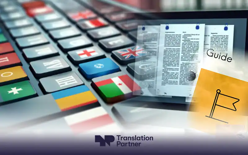 Guide to multilingual desktop publishing for global documents, featuring 'Translation Partner' text.