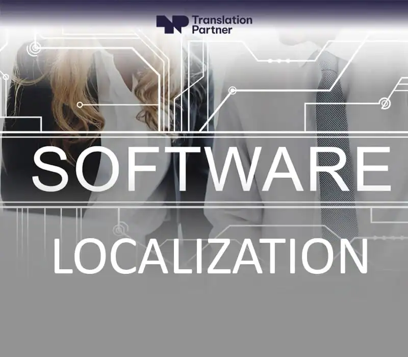 Software localization services banner with Translation Partner for global software adaptation.