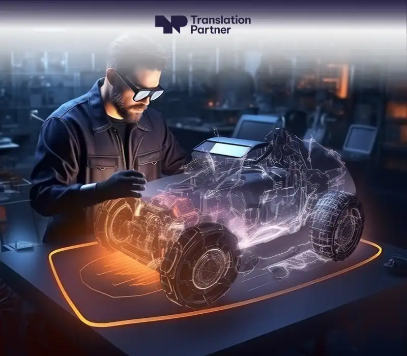 Automotive translation services banner with Translation Partner for vehicle and technical content.