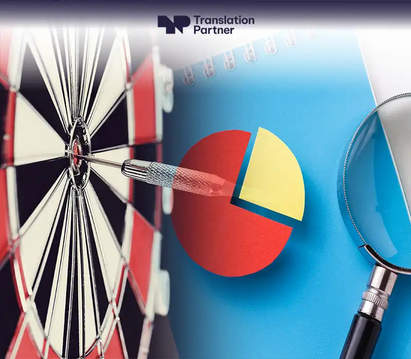 Challenges in market research translation graphic with 'Translation Partner' for accurate insights