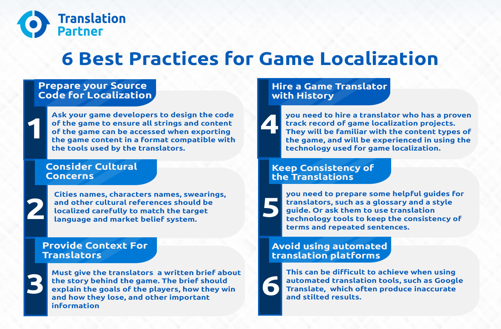 6 Best Practices for Game Localization infograph